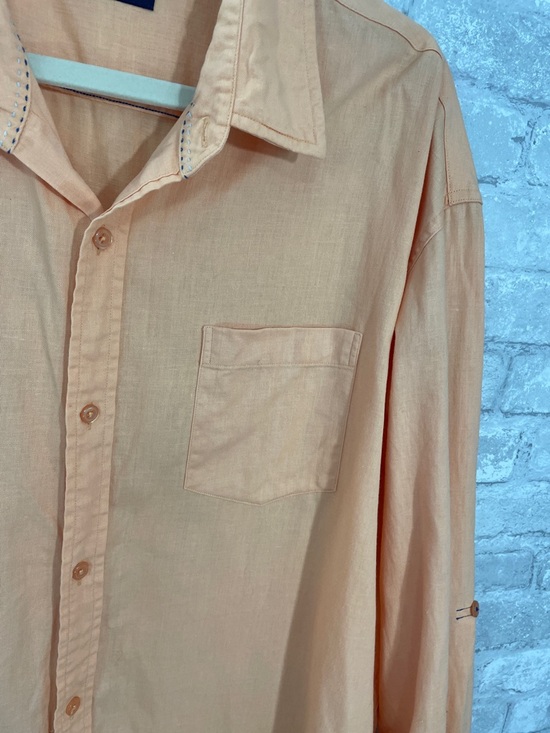 Linea Rossa Men's Long Sleeve Button-Up Shirt - Peach Orange - Picture 2 of 6